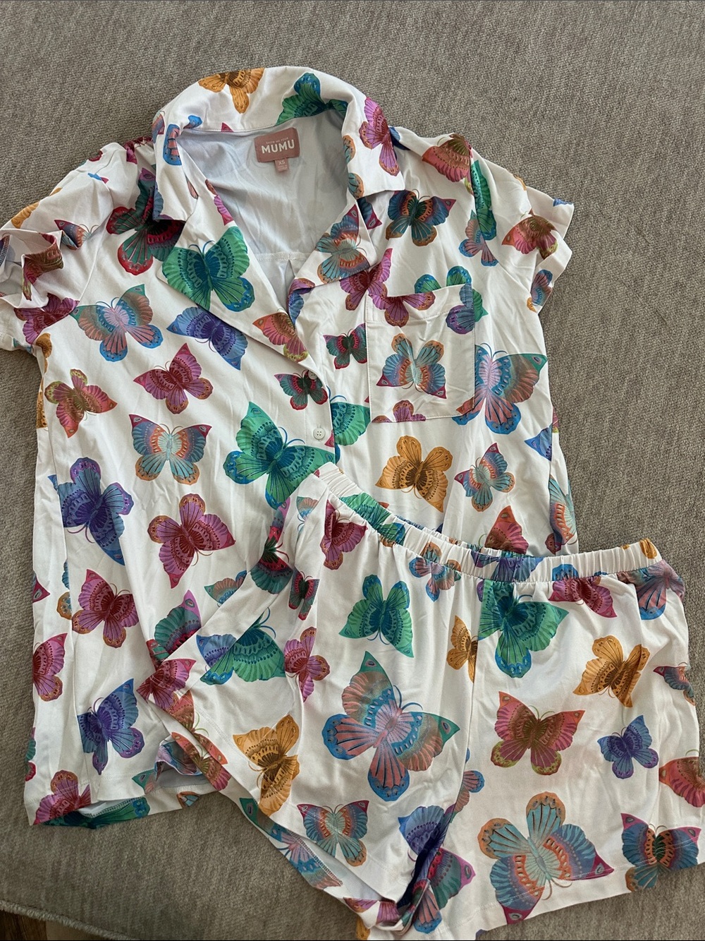 Show Me Your MuMu White Butterfly-Print Pajama Set